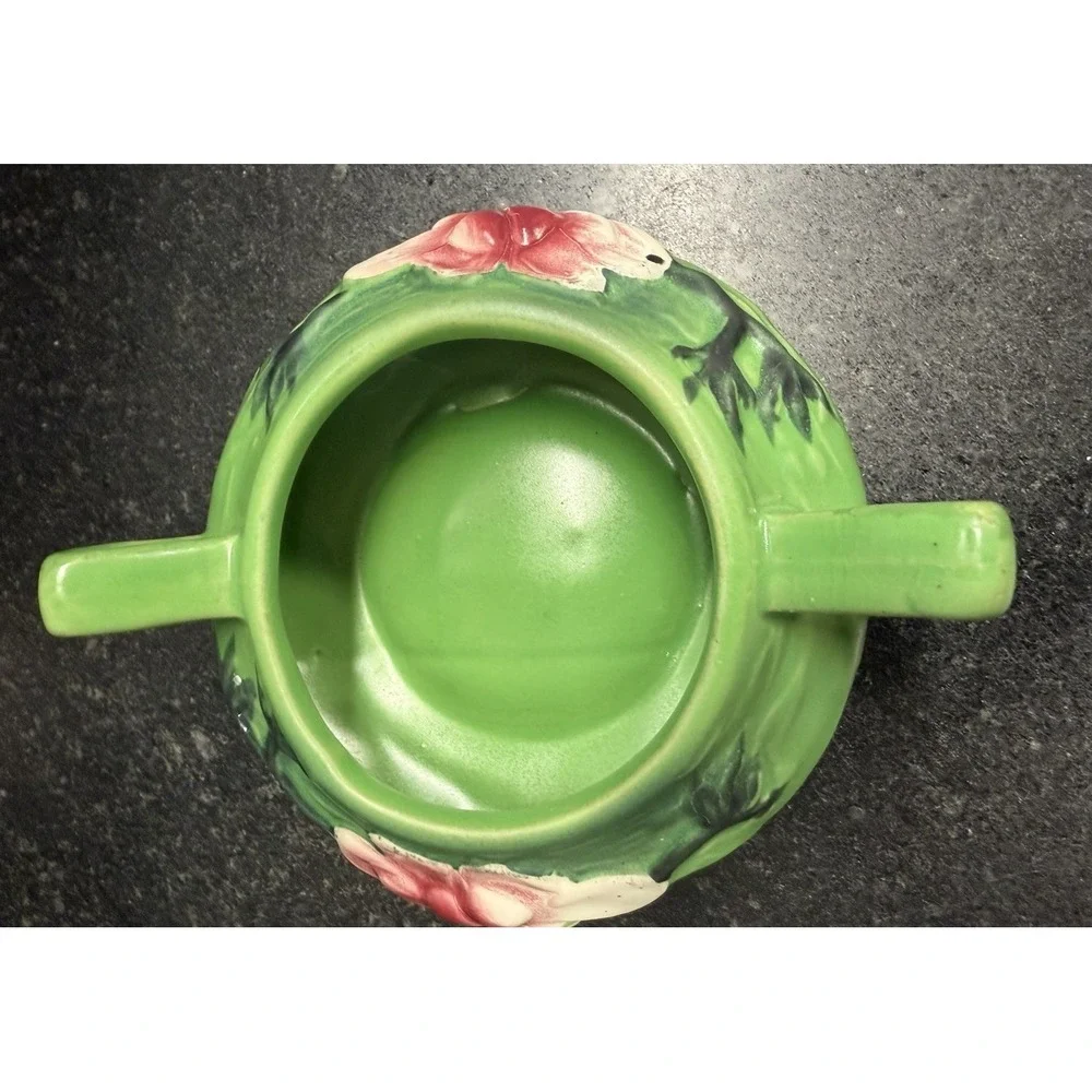 Vintage Roseville Pottery‎ Magnolia Green Mini Console Bowl Planter #04